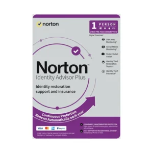 Norton Identity Advisor Plus – Software for 1 Devices – Includes VPN, PC Cloud Backup